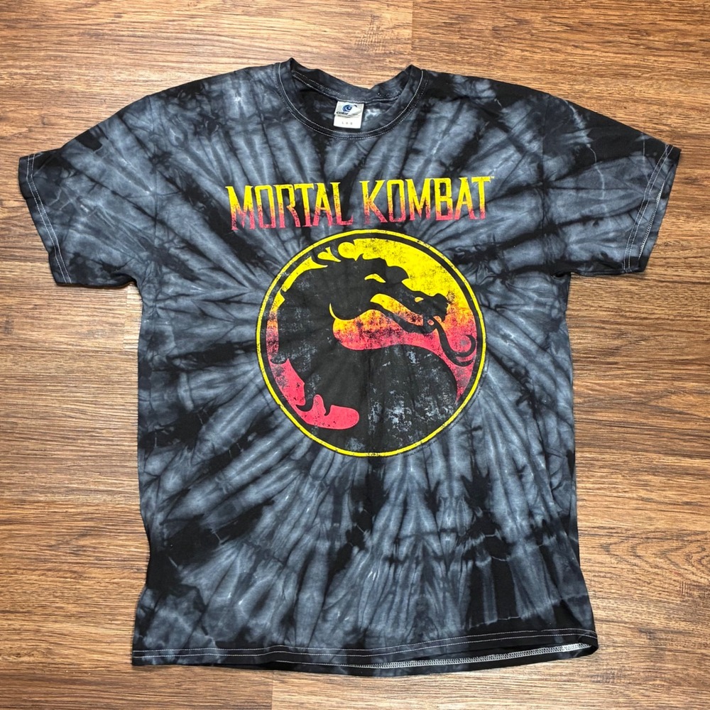 Colortone Mortal Kombat TShirt unisex L Black Tie Dye Excellent Dragon Logo